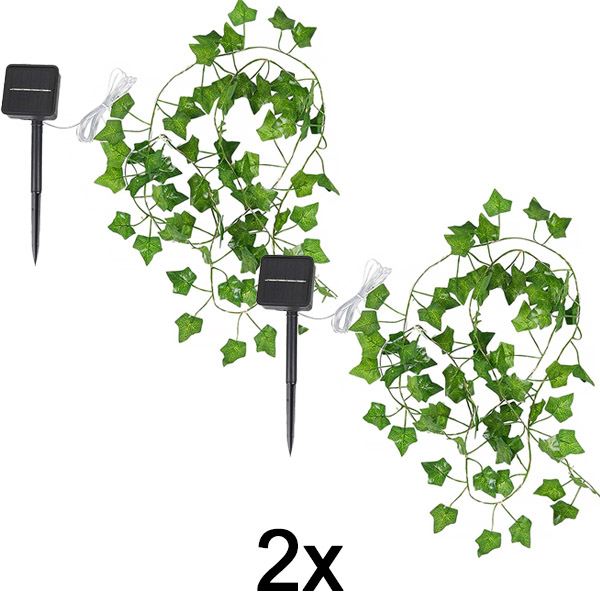 2x Solar Sprookjesverlichting met Kunstmatige Taxusbladeren (5 m) | LEAFGLO
