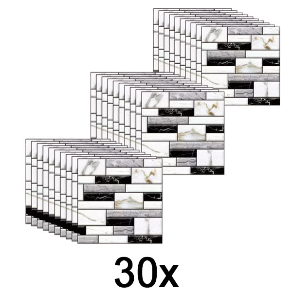 3x 3D muurstickers met marmeren uitstraling (10 stuks/0,9 m²) | MARBLEBLOCKS