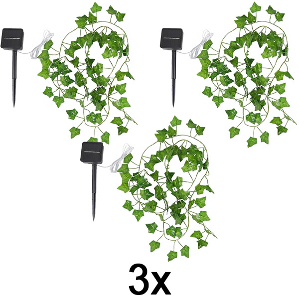 3x Solar Sprookjesverlichting met Kunstmatige Taxusbladeren (5 m) | LEAFGLO