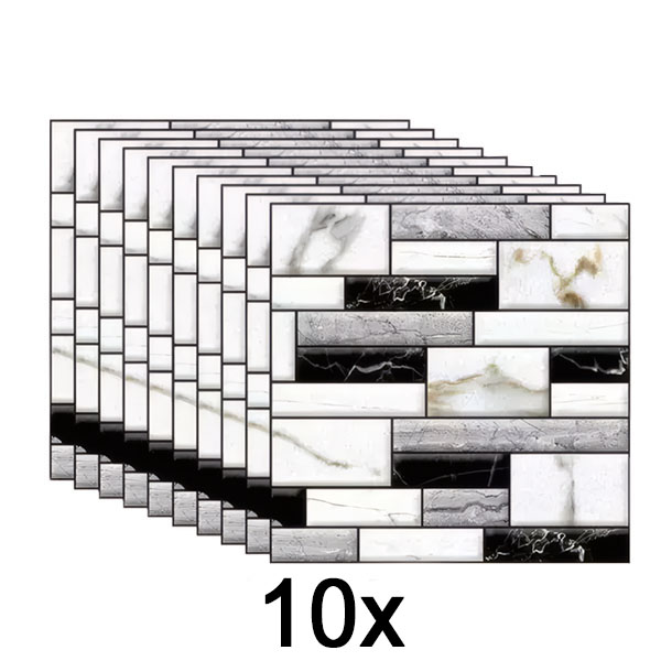 1x 3D muurstickers met marmeren uitstraling (10 stuks/0,9 m²) | MARBLEBLOCKS