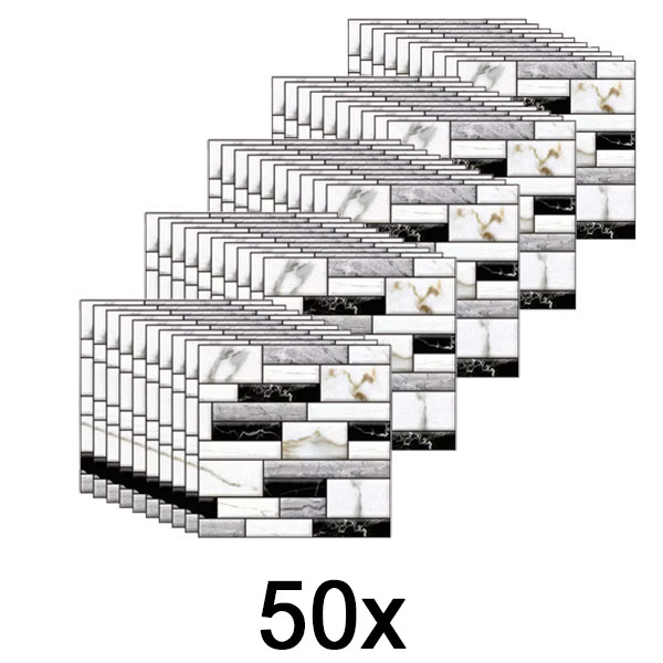 5x 3D muurstickers met marmeren uitstraling (10 stuks/0,9 m²) | MARBLEBLOCKS